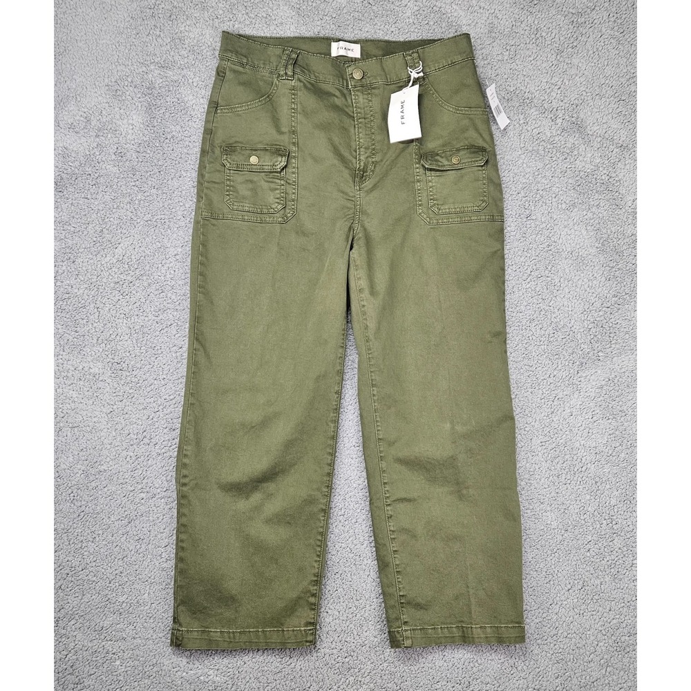 FRAME Women's Utility Pocket Cargo Pants Green Winter Moss Size 32 NWT $288